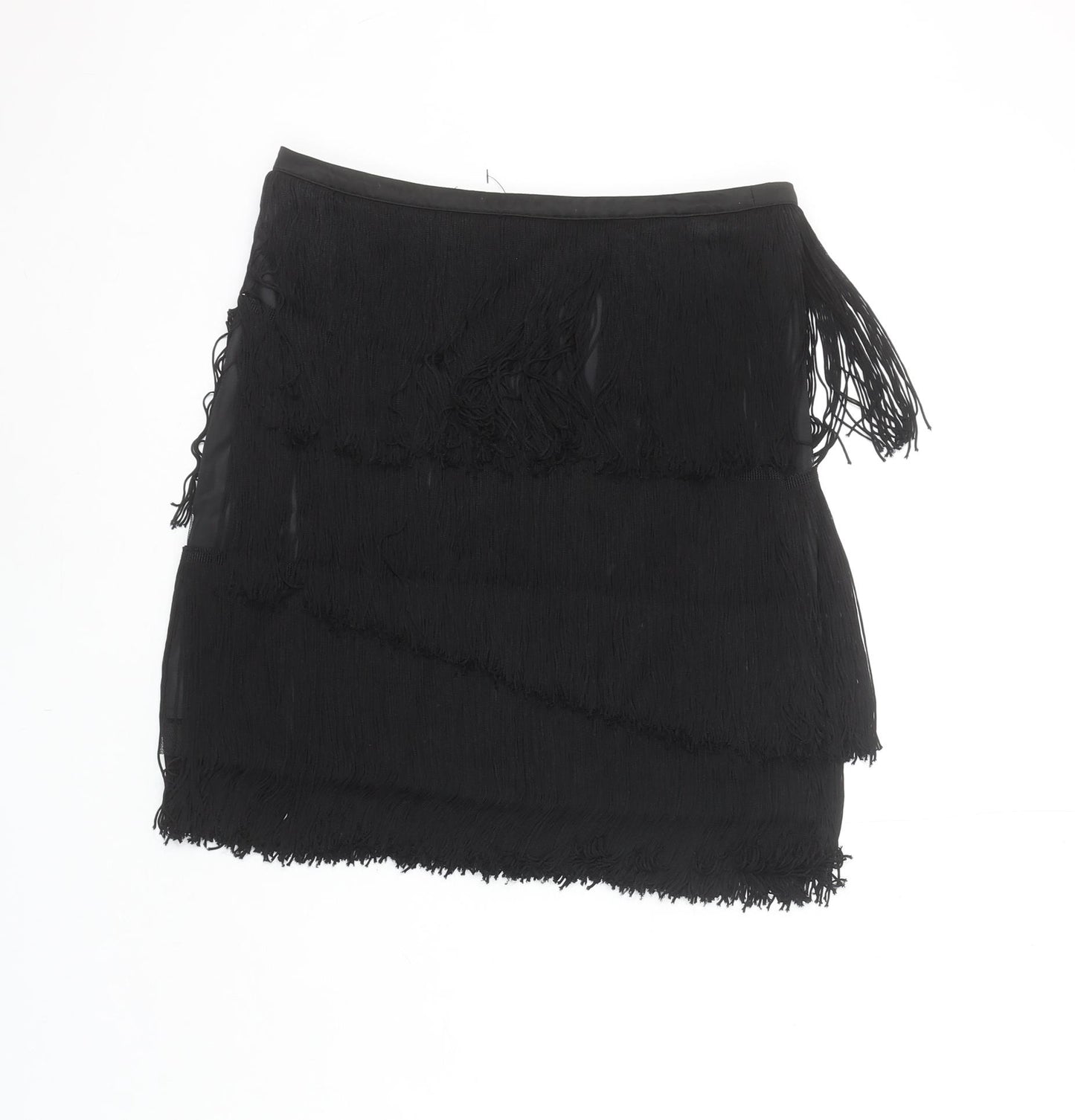 Zara Basic Women's Black Fringe Mini Skirt Size S