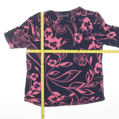 Marks and Spencer Women’s Navy Pink Floral Viscose T-Shirt Size 12