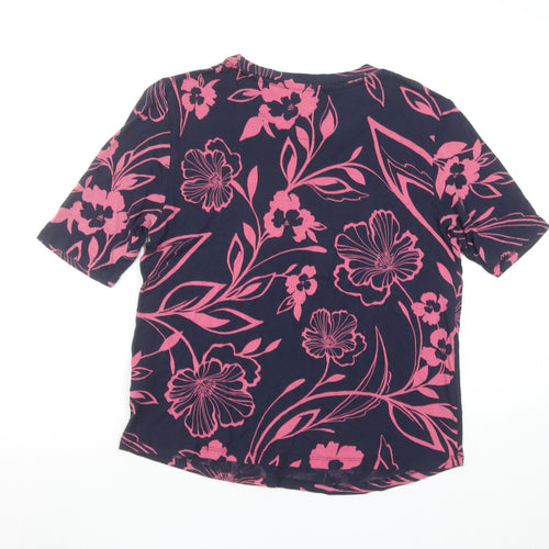 Marks and Spencer Women’s Navy Pink Floral Viscose T-Shirt Size 12