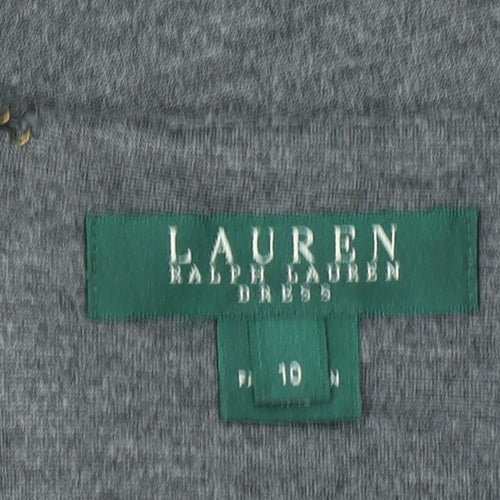 Ralph Lauren Women’s Grey Sheath Work Dress Size 10 Long Sleeve Zip Detail
