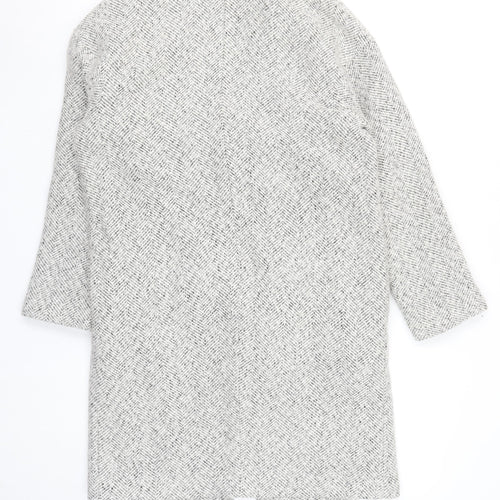 Shy Spring Womens Grey Herringbone Wool Blend Long Overcoat Size 8