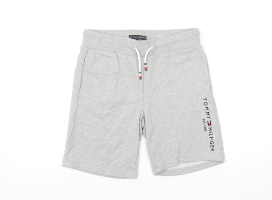 Tommy Hilfiger Boys Grey Sweat Shorts Size 13 Years Drawstring Logo Casual