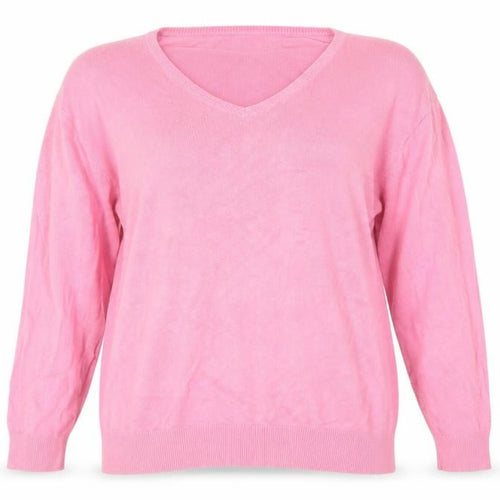 The Golf Co Women Pink V-Neck Cotton Jumper XL Lightweight Knitwear