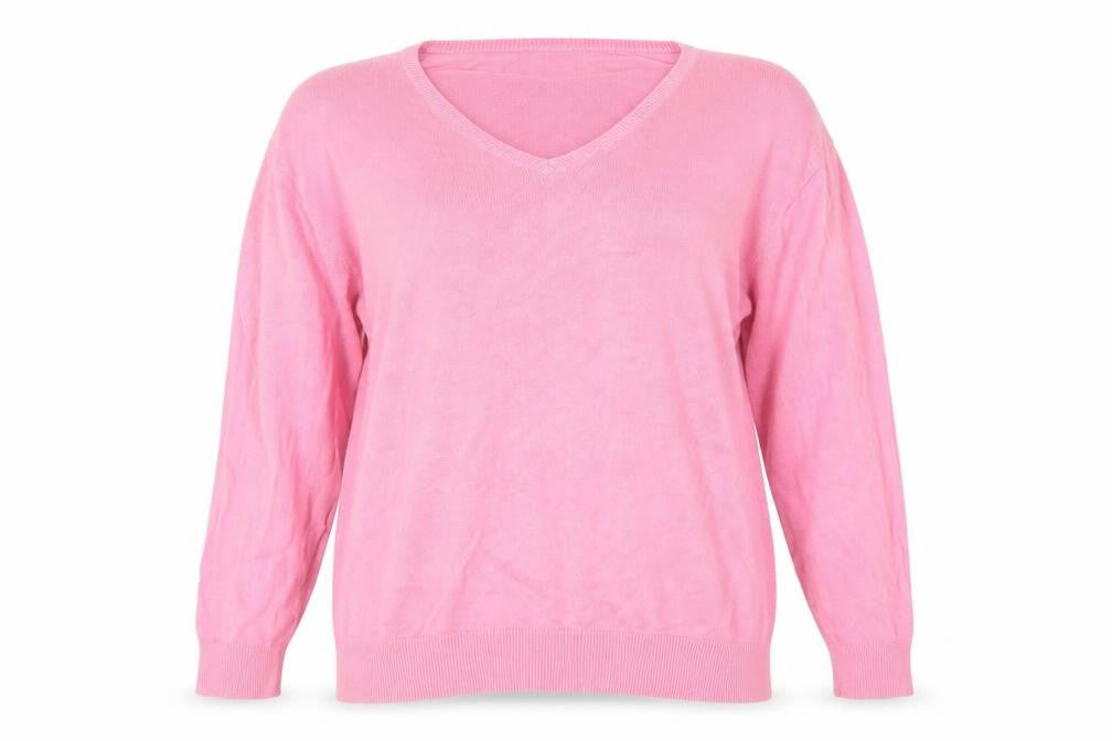 The Golf Co Women Pink V-Neck Cotton Jumper XL Lightweight Knitwear
