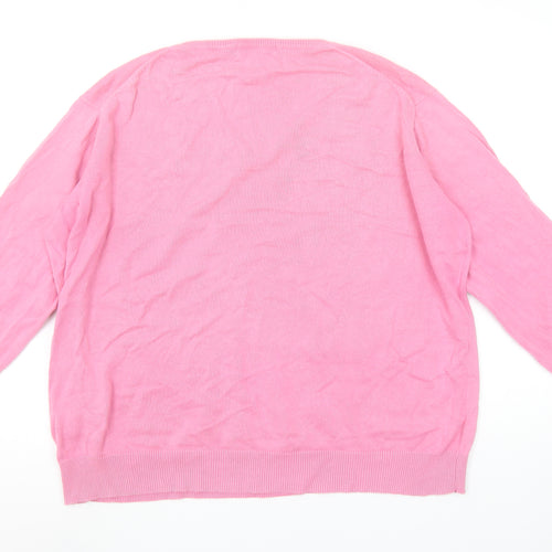 The Golf Co Women Pink V-Neck Cotton Jumper XL Lightweight Knitwear