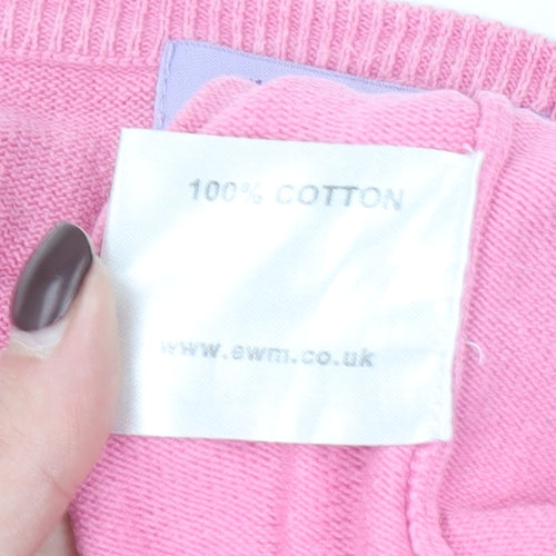 The Golf Co Women Pink V-Neck Cotton Jumper XL Lightweight Knitwear