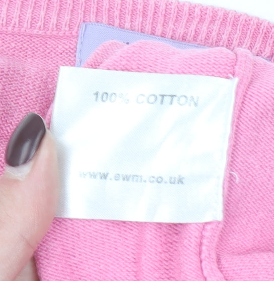 The Golf Co Women Pink V-Neck Cotton Jumper XL Lightweight Knitwear