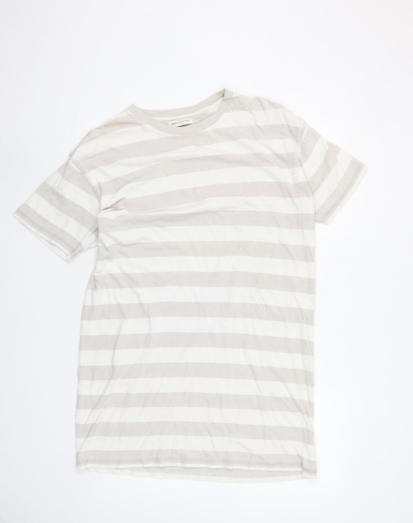 Urban Outfitters Women Beige XS Striped Cotton T-Shirt Dress