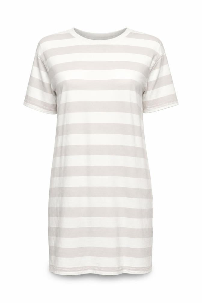 Urban Outfitters Women Beige XS Striped Cotton T-Shirt Dress