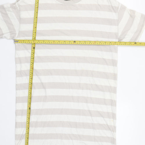 Urban Outfitters Women Beige XS Striped Cotton T-Shirt Dress