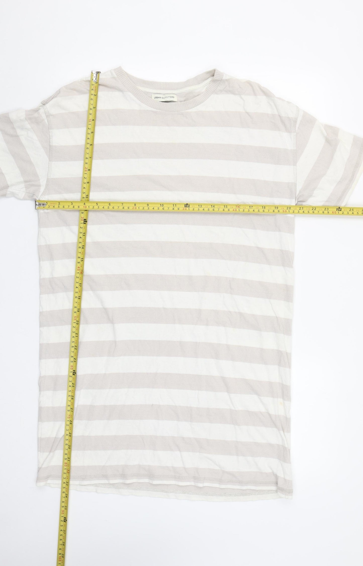 Urban Outfitters Women Beige XS Striped Cotton T-Shirt Dress