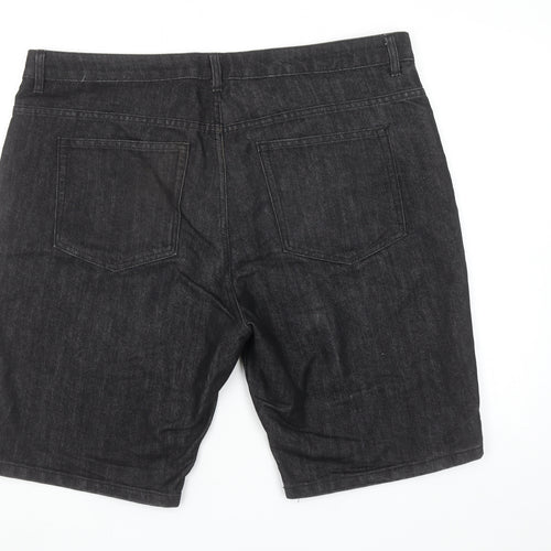 Denim Co Mens Black Denim Straight Shorts W40 Cotton Blend