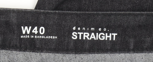 Denim Co Mens Black Denim Straight Shorts W40 Cotton Blend