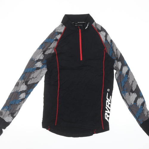 RevolutionRace Men’s Black Camo 1/4 Zip Long Sleeve Activewear Top S