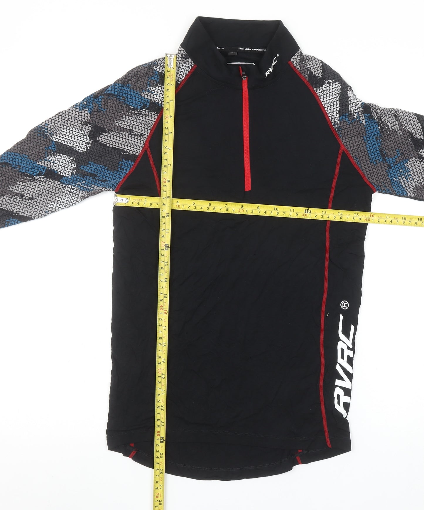 RevolutionRace Men’s Black Camo 1/4 Zip Long Sleeve Activewear Top S