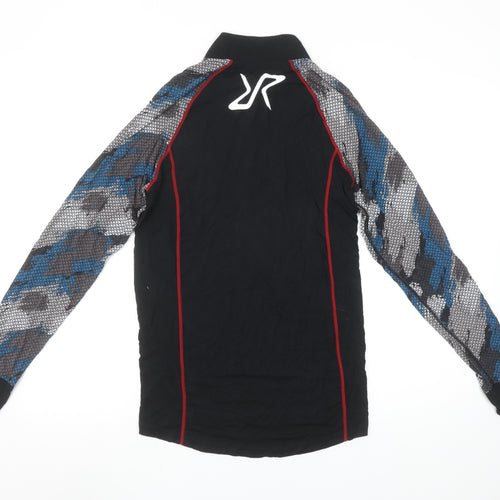 RevolutionRace Men’s Black Camo 1/4 Zip Long Sleeve Activewear Top S