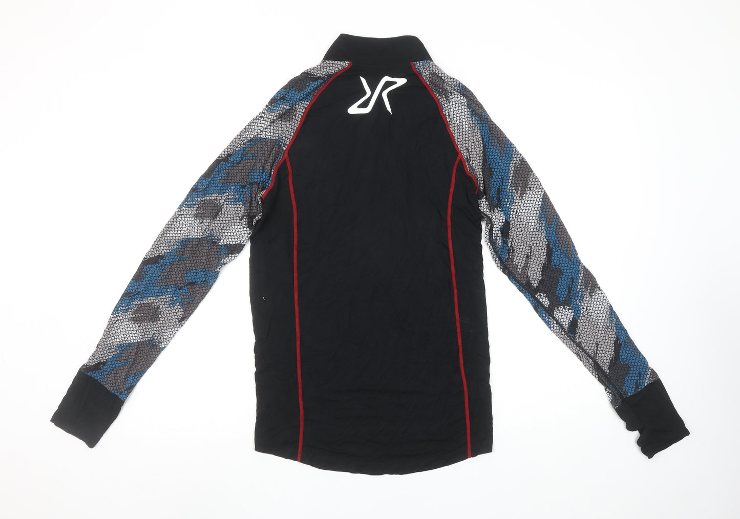 RevolutionRace Men’s Black Camo 1/4 Zip Long Sleeve Activewear Top S