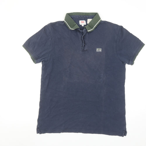 Levi’s Men’s Blue Cotton Polo Shirt Size S Short Sleeve Casual Top
