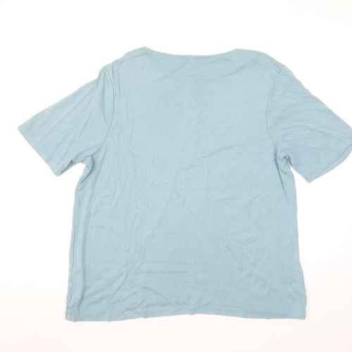 Jaeger Womens Blue Short Sleeve Cotton Jersey T-Shirt L