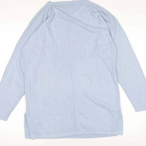 Unlimited Women's Blue Ribbed Knit Pullover Jumper Size M