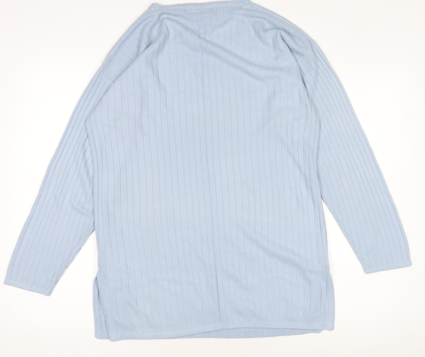 Unlimited Women's Blue Ribbed Knit Pullover Jumper Size M