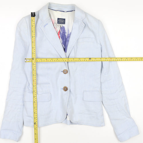 Joules Women’s Blue Linen Cotton Blazer UK 8 Classic Style
