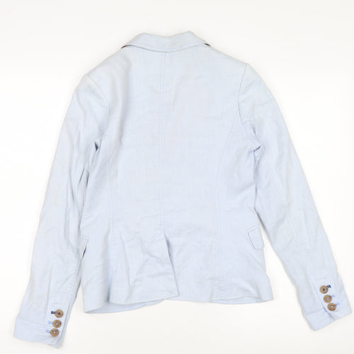 Joules Women’s Blue Linen Cotton Blazer UK 8 Classic Style