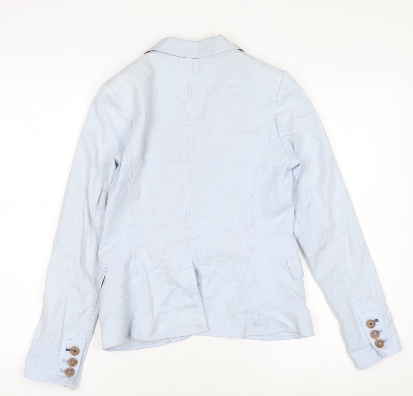 Joules Women’s Blue Linen Cotton Blazer UK 8 Classic Style