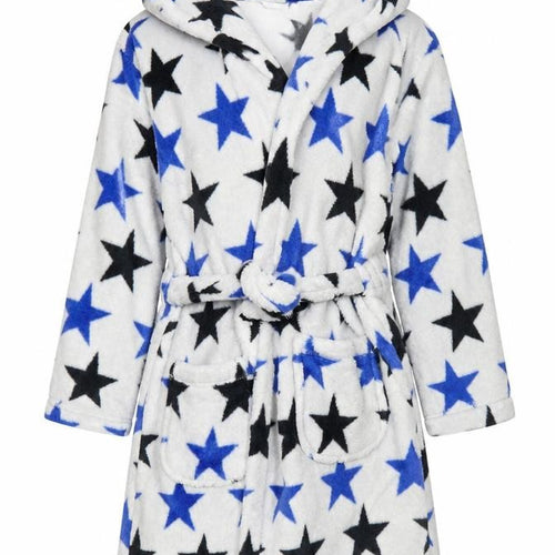Marks and Spencer Boys Grey Star Fleece Hooded Robe 5-6 Years
