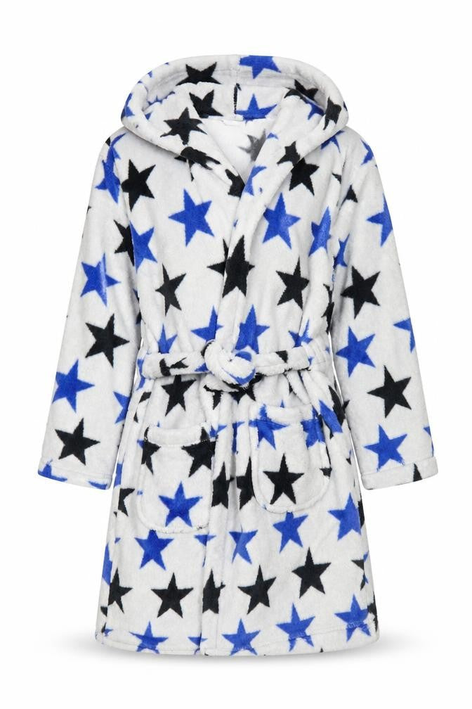 Marks and Spencer Boys Grey Star Fleece Hooded Robe 5-6 Years