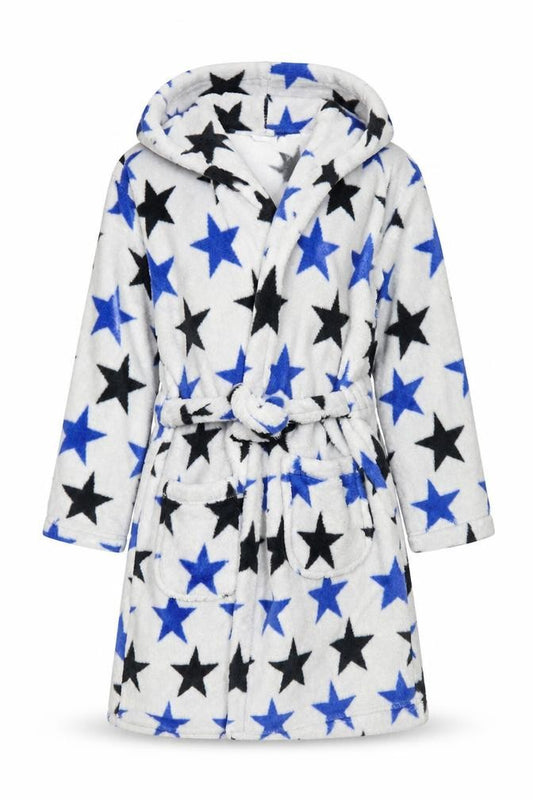Marks and Spencer Boys Grey Star Fleece Hooded Robe 5-6 Years