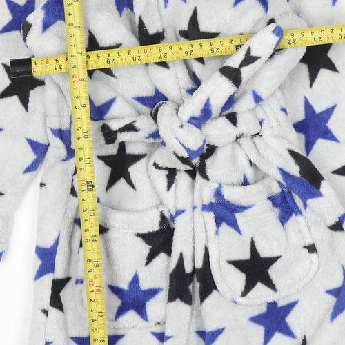 Marks and Spencer Boys Grey Star Fleece Hooded Robe 5-6 Years