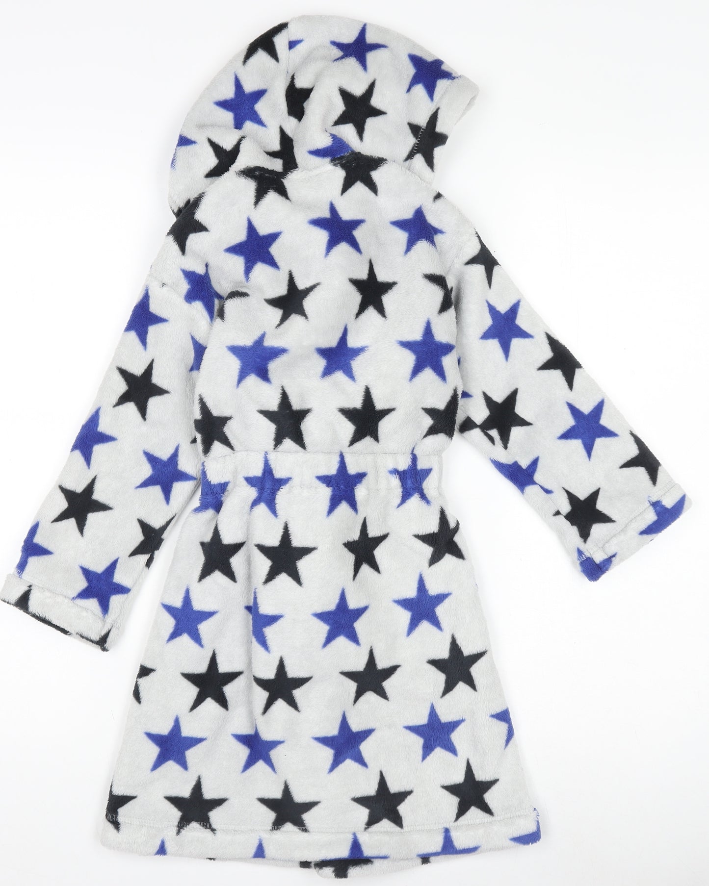 Marks and Spencer Boys Grey Star Fleece Hooded Robe 5-6 Years