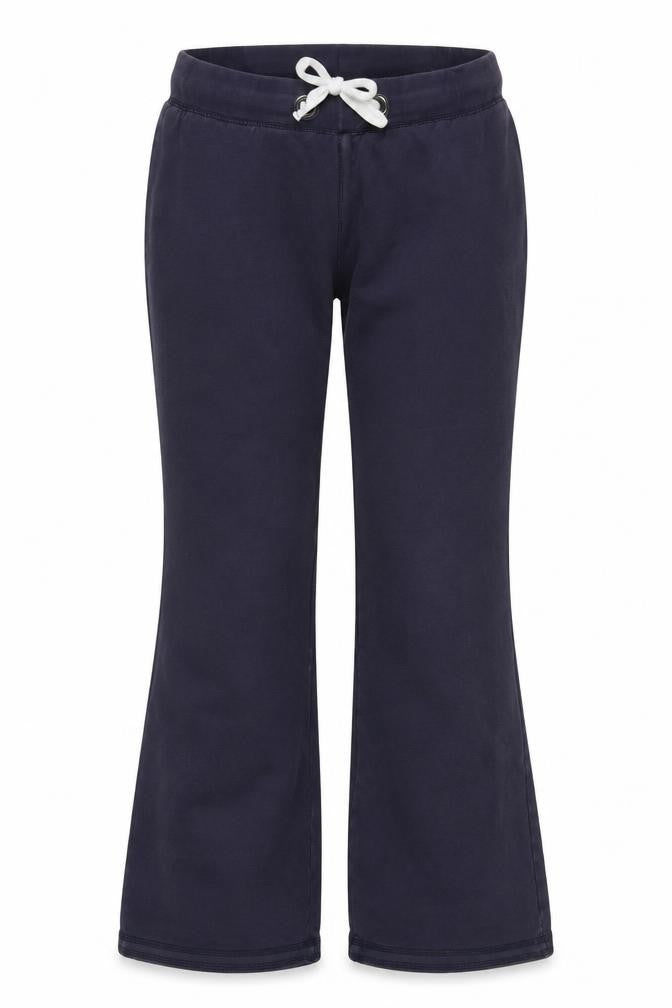 Front view of FatFace women’s blue cotton jogger trousers, size UK 8