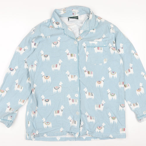Morgan & Finch Boys Blue Llama Print Long Sleeve Pyjama Top Small