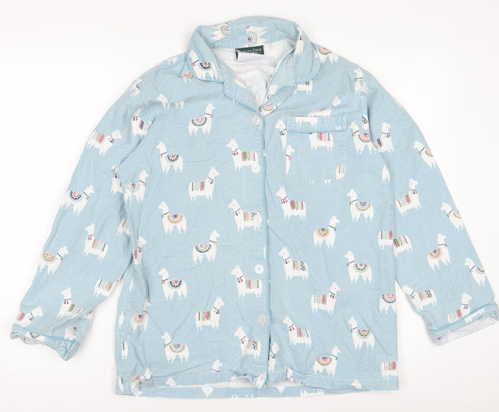 Morgan & Finch Boys Blue Llama Print Long Sleeve Pyjama Top Small