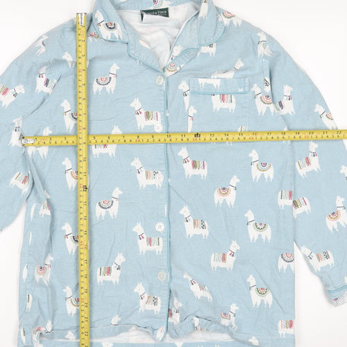 Morgan & Finch Boys Blue Llama Print Long Sleeve Pyjama Top Small