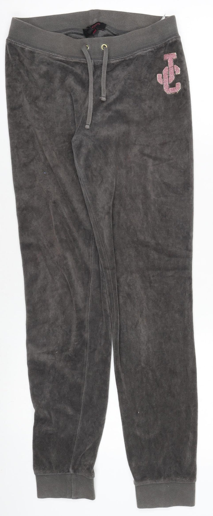 Juicy Couture Girls Grey Velour Jogger Trousers Size 18Y Drawstring Waist