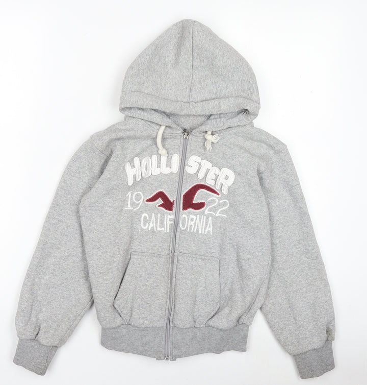 Hollister Boys Grey Zip Hoodie Jacket Size M Cotton Lined Casual