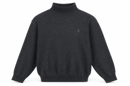 Laxy Boys Black Wool Blend Mock Neck Pullover Jumper Size S