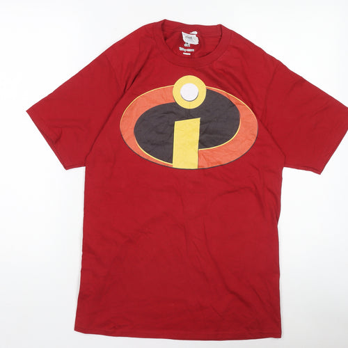Disney Pixar Boys Red The Incredibles Logo Short Sleeve T-Shirt Size M