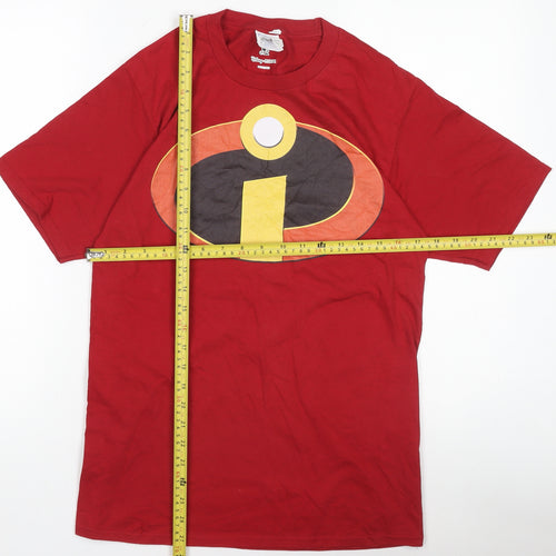 Disney Pixar Boys Red The Incredibles Logo Short Sleeve T-Shirt Size M