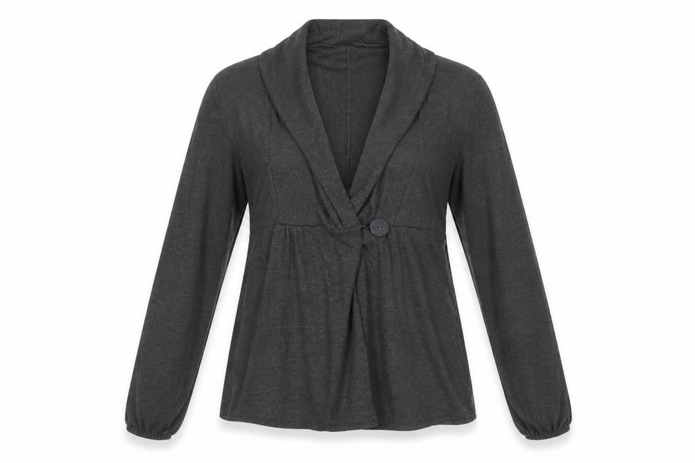 Front view of Yessica Women's Grey Basic Jacket, size 12, Lightweight Stretch