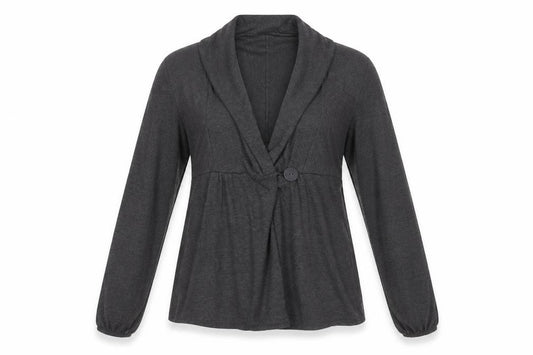 Front view of Yessica Women's Grey Basic Jacket, size 12, Lightweight Stretch