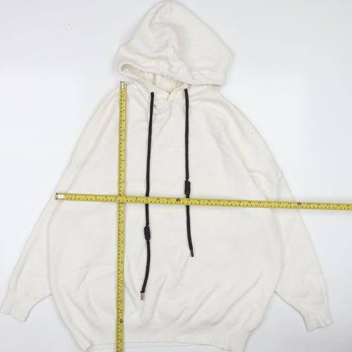 MULVYHU Women White Hooded Rock Studded Pullover Jumper M