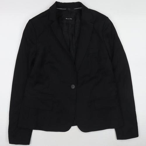 Massimo Dutti Women's Black Single-Breasted Blazer Size M