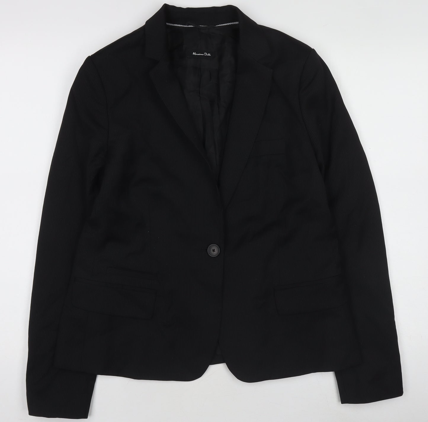 Massimo Dutti Women's Black Single-Breasted Blazer Size M