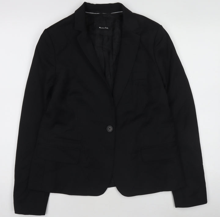 Massimo Dutti Women's Black Single-Breasted Blazer Size M