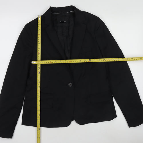 Massimo Dutti Women's Black Single-Breasted Blazer Size M