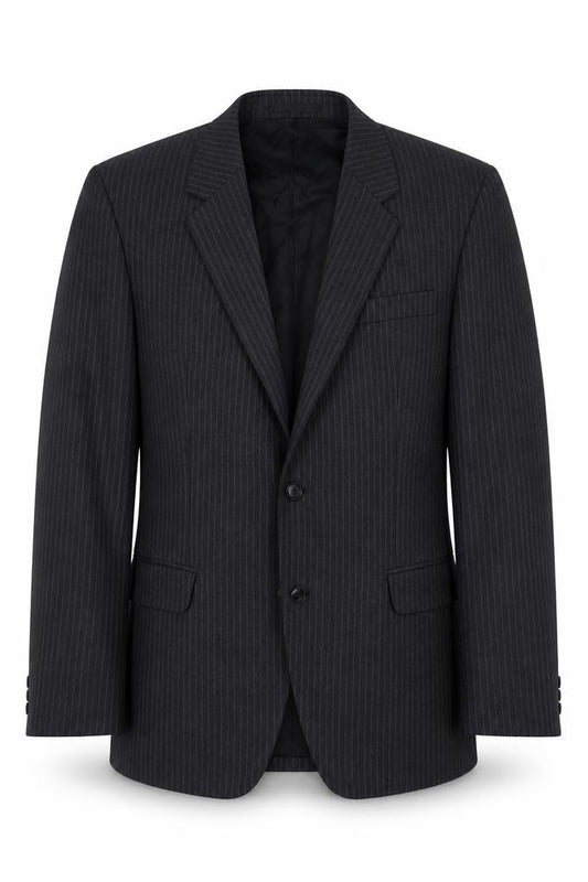 Men's Black Pinstripe Pure Wool Blazer Jacket - 40 Regular Fit